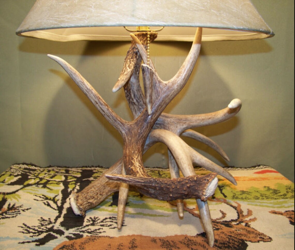 Real Deer Antler Table Lamp Rustic Furniture Antler Decor Etsy