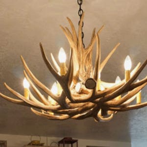 Faux Dee Antler Rustic Chandelier Rustic Antler Lights Antler Decor Pendant Light Shabby Chic 32" Wide by 20" Tall- Kings Hill image 8