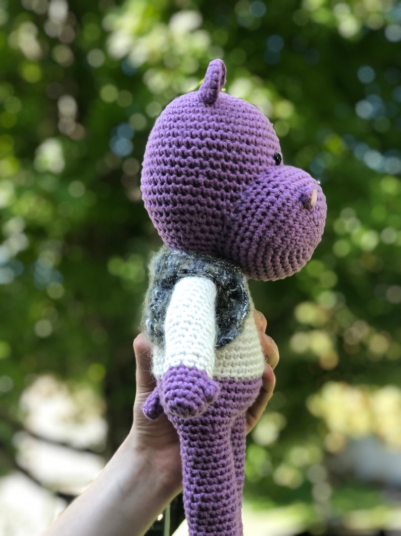 Hippo Crochet Stuffed Animal Purple Hippo Handmade Stuffed | Etsy