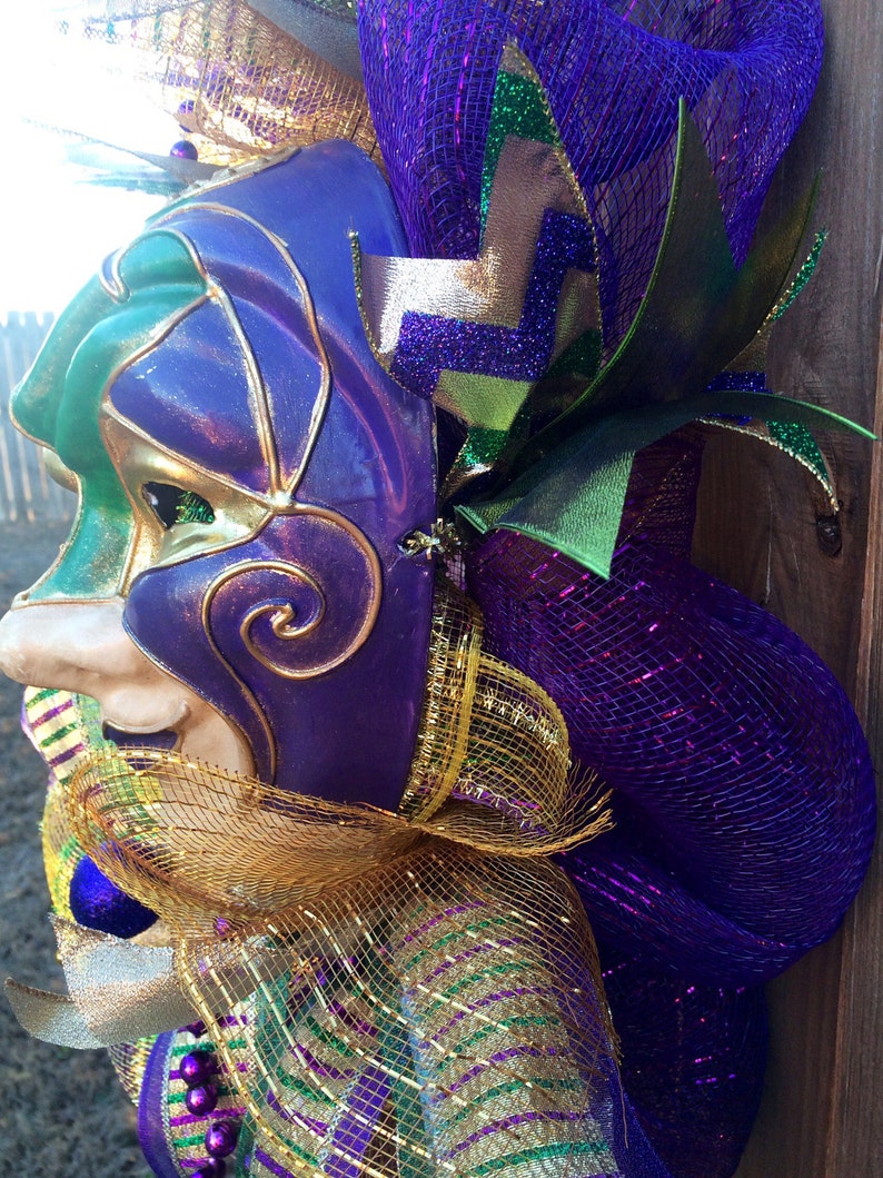 Mardi Gras Decoration Mardi Gras Decor Fat Tuesday Wreath Mardi Gras Mardi Gras Wreath,Jester Mask Wreath Deco Mesh Mardi Gras Wreath