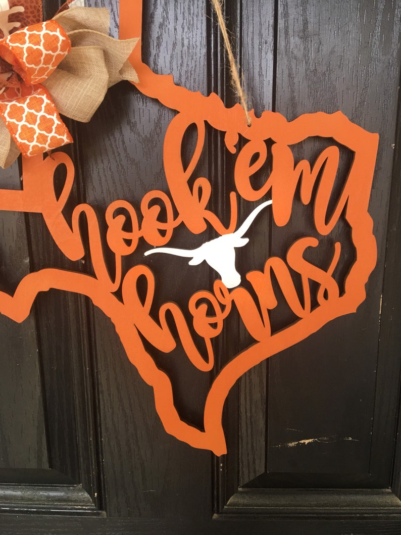 Texas Longhorns Decor. Longhorns Door Hanger. Longhorns Etsy