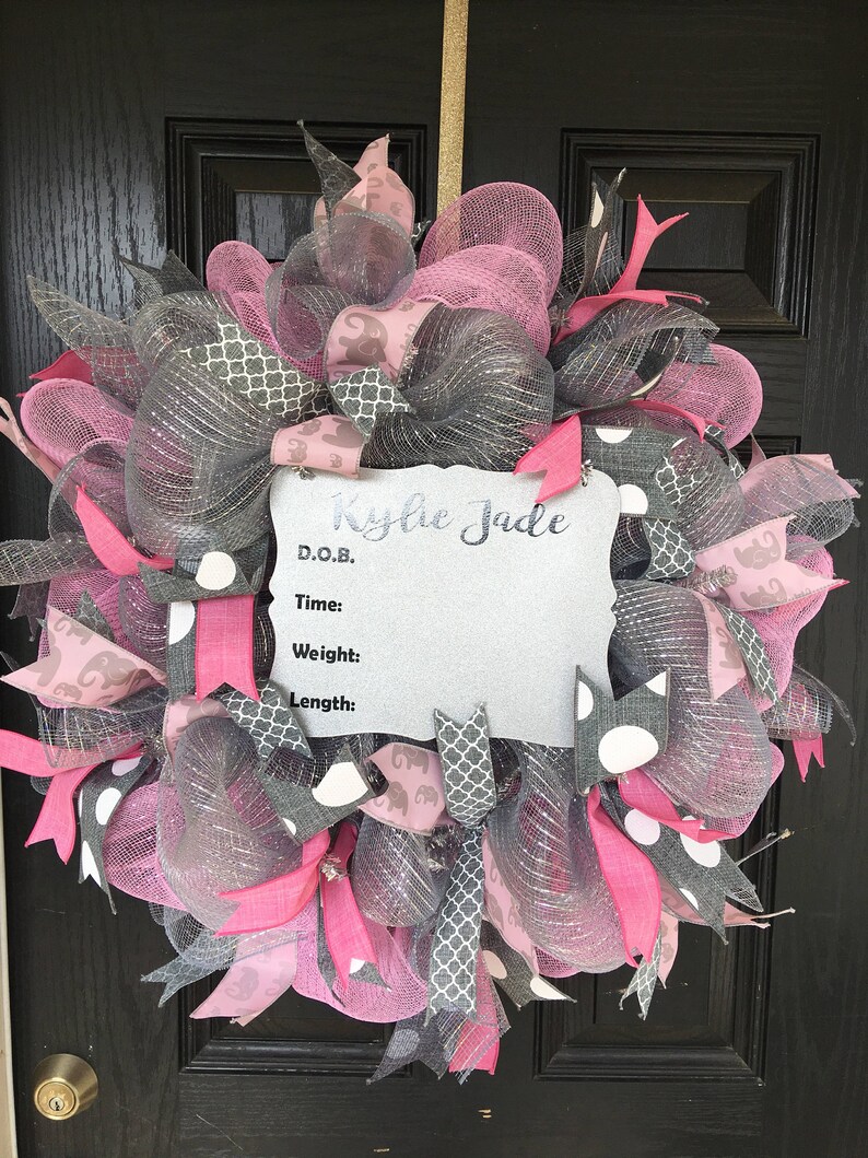 Hospital Door Hanger Birth Announcement Wreath Nursery Image 0