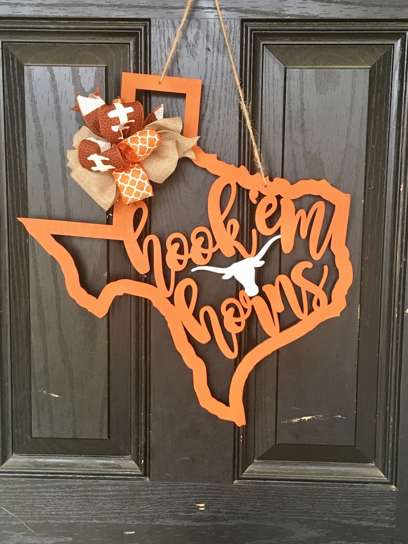 Texas Longhorns Decor. Longhorns Door Hanger. Longhorns Etsy