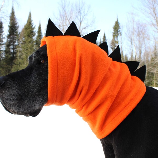 Orange Dinosaur Dog Snood / Great Dane Dog Snood / XL Great Dane Hoodie / Great Dane Dinosaur Costume/Hi-Vis Orange/Big Dog Clothes/High-Vis