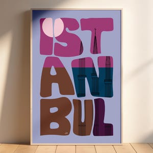 Cartaz de Istambul, Arte de parede maximalista, Impressão de Istambul, Cartaz de viagem colorido, Decoração de parede de Istambul, Istambul para impressão, Cartaz digital da cidade