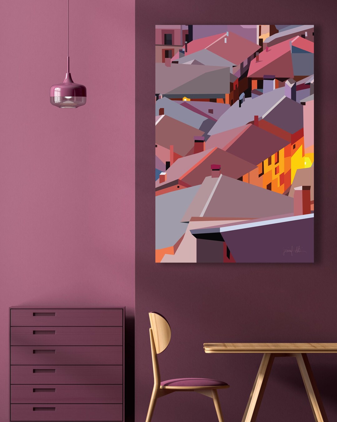 Pink Wall Art, Bedroom Décor, Albarracin Spain, Art for Kitchen Wall