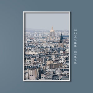 Poster Paris print art work on wall, printable wall art for bathroom, oversized wall art for above fireplace, travel vector Paris skyline