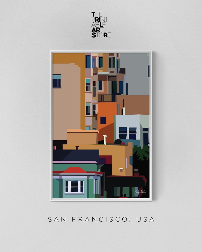 San Francisco print wall art Bay Area cafe poster decor Etsy