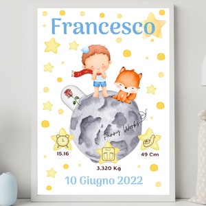 Photo de naissance Petit Prince - PDF ou PRINT avec cadre