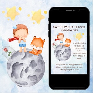 Invito battesimo e party kit digitale - PICCOLO PRINCIPE. Invito per battesimo, compleanno, tutto per personalizzare la festa del bambino