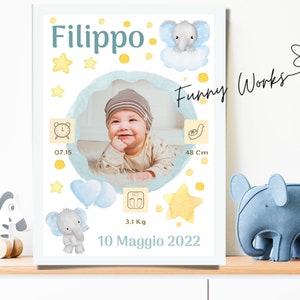 Imagen de nacimiento con FOTO - PDF o IMPRIMIR con marco - personalizable