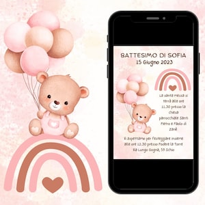 Invito battesimo e party kit digitale - ORSETTO. Invito per battesimo, compleanno, tutto per personalizzare la festa della bambina