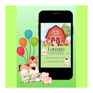 Digitale Einladung FARM und PARTY KIT - WhatsApp Partyeinladung, 1 Jahr, 2 Jahre, 3 Jahre, 4 Jahre, Taufe, Geburtstag
