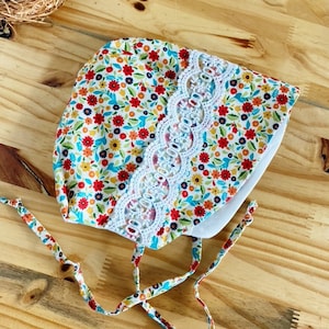 Classic Baby Bonnet, beautiful floral and lace