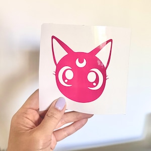 Luna Sailormoon Vinyl Decal // window sticker, car bumper, car decal sailor moon, luna cat, cat decal kawaii, cute stickers, japanese, anime