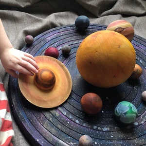 The Original Wooden XXL Solar System Galaxy Base Set + Orbit Paths + Planets + Dwarf Planets Montessori Original 18” Waldorf, Wood