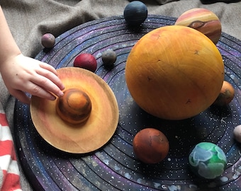 The Original Wooden XXL Solar System Galaxy Base Set + Orbit Paths + Planets + Dwarf Planets Montessori Original 18” Waldorf, Wood