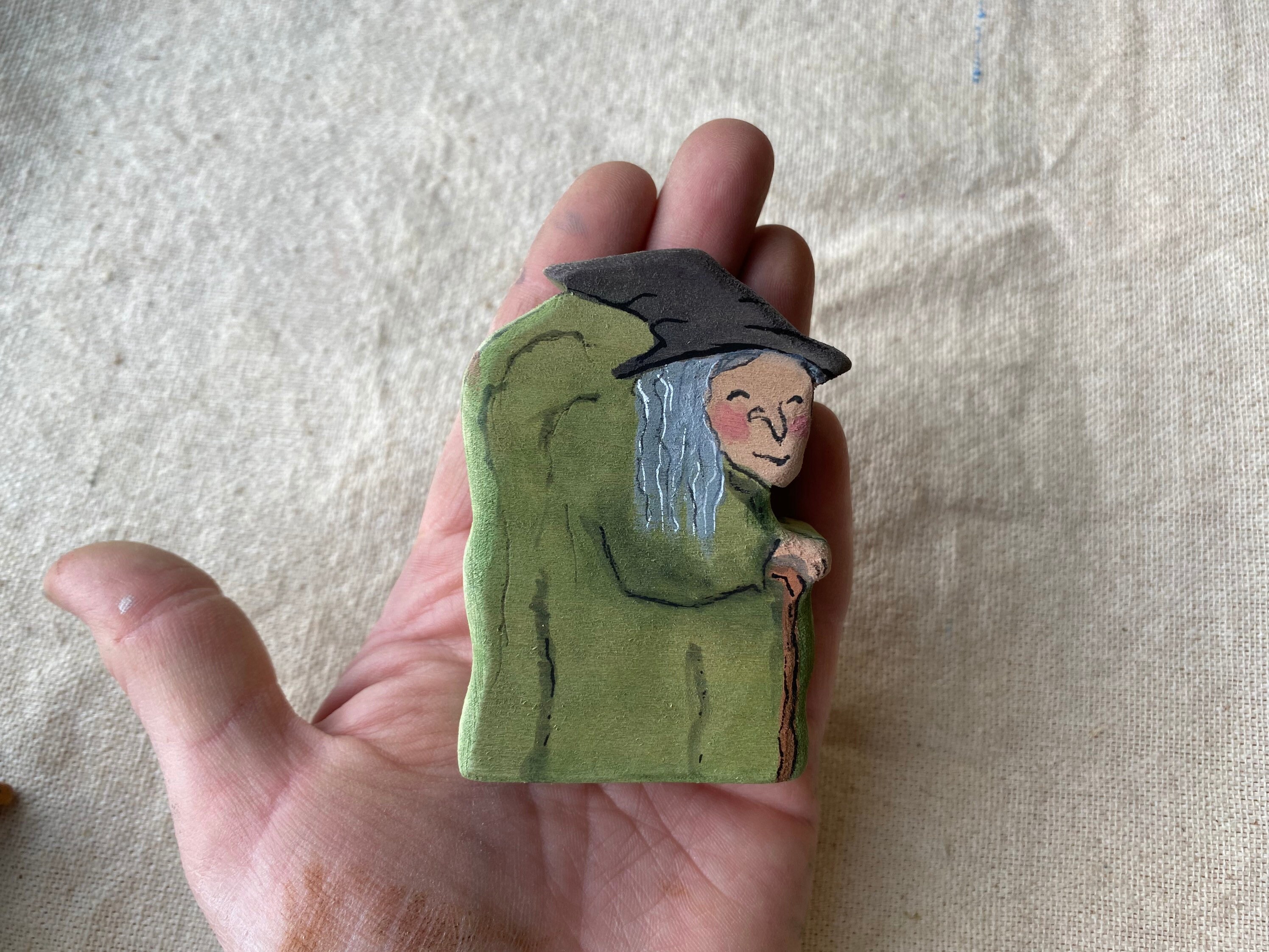 Wooden Fairytale Witch Figure Toy Handpainted Storytelling | Etsy