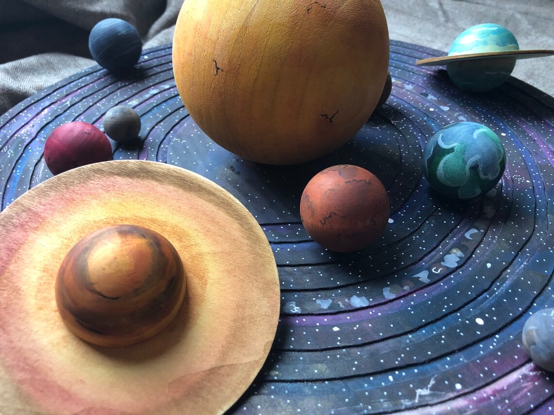 El original XXL sistema solar de madera Galaxy Set-con rutas | Etsy