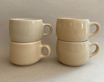 Vintage Beige Tepco Cappuccino Mug Set of 4 Retro Diner Coffee Mugs