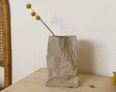 Vintage 70&#39;s Ceramic Paper Bag Flower Vase : Psychedelic Illusion