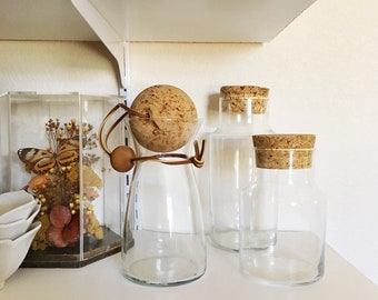 Vintage Glass Apothecary Cylinder Jar with Cork Lid