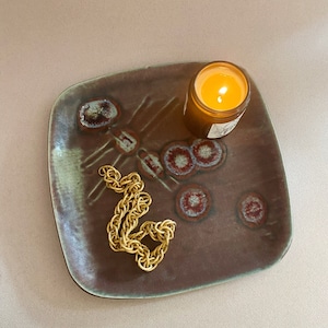 Dragonfly Design Square Ceramic Studio Pottery Catch All Dish : Coffee Table Tray image 4