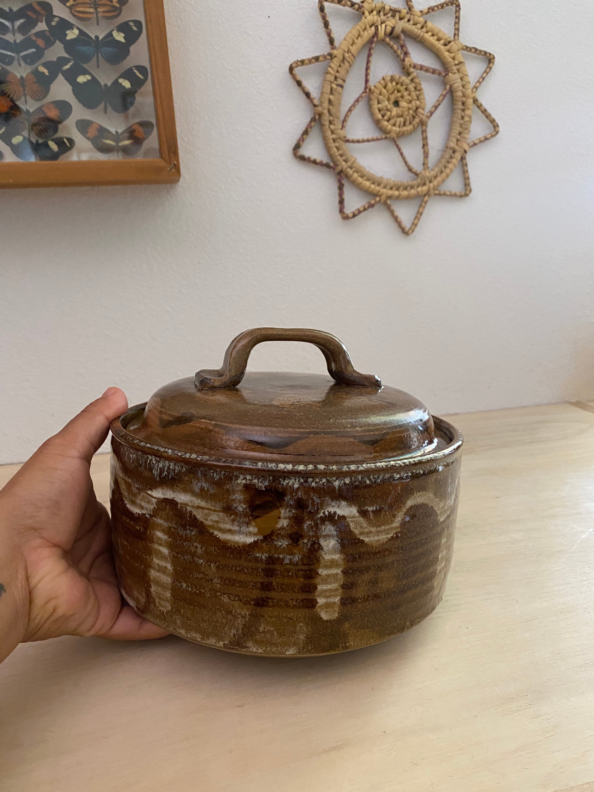 Vintage Ceramic Stoneware Cooking Pot With Lid Storage or Etsy