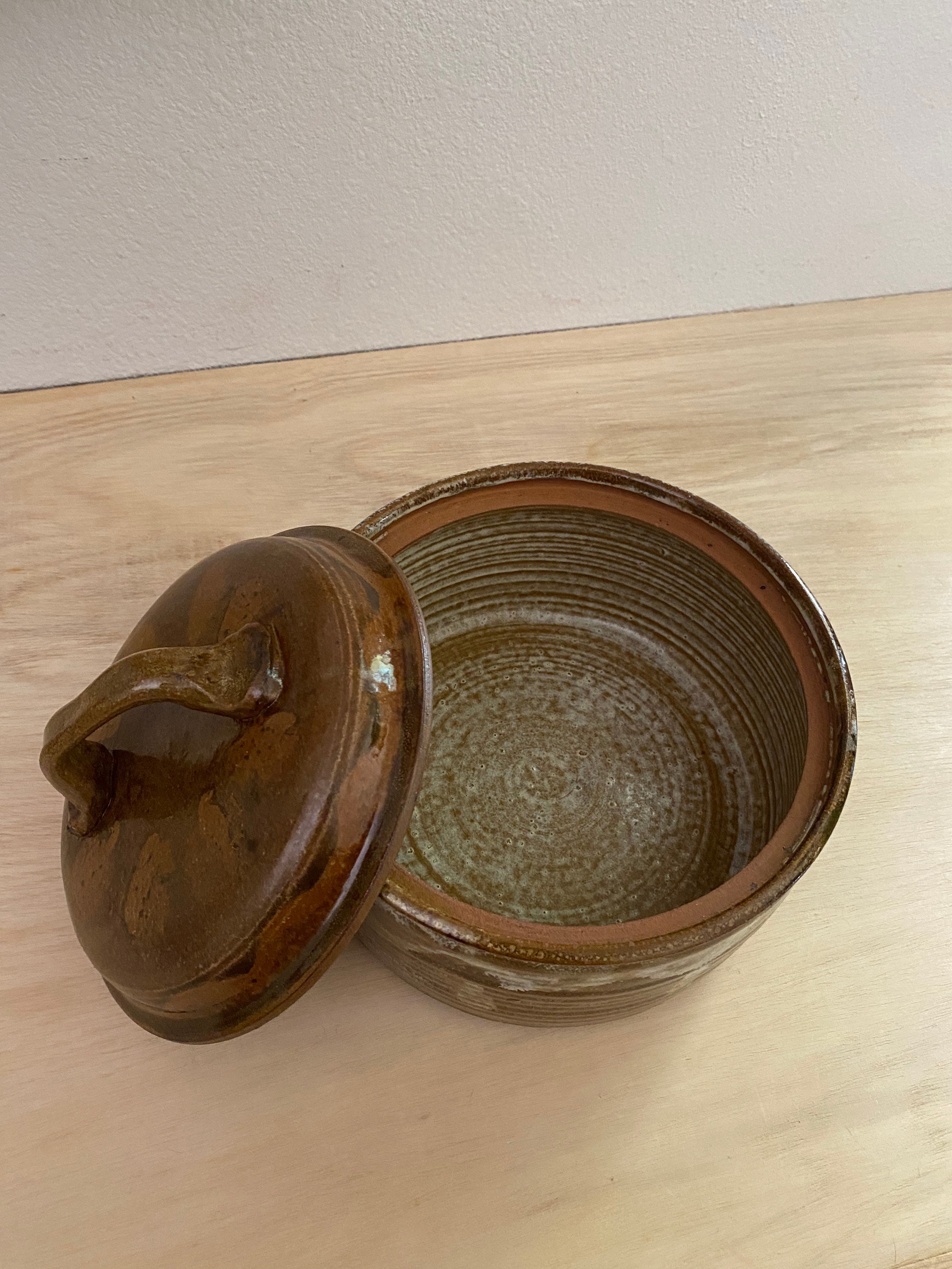 Vintage Ceramic Stoneware Cooking Pot With Lid Storage or Etsy