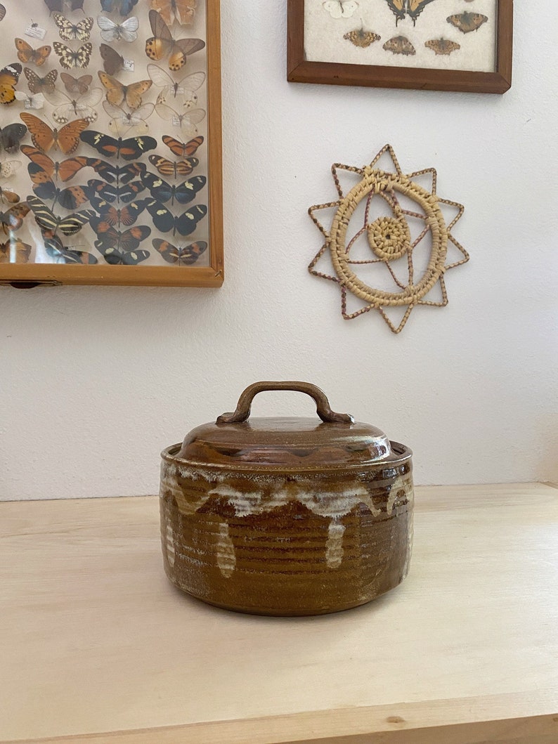 Vintage Ceramic Stoneware Cooking Pot With Lid Storage or Etsy