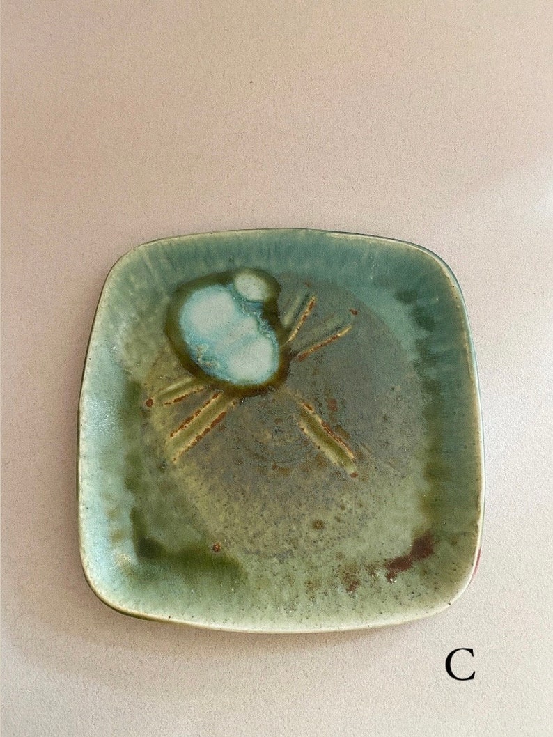 Dragonfly Design Square Ceramic Studio Pottery Catch All Dish : Coffee Table Tray image 5
