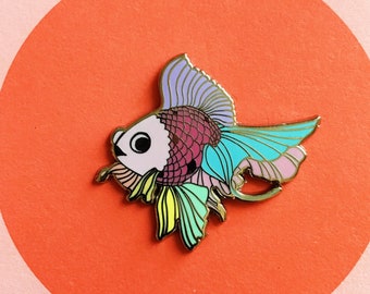 Pastel Rainbow Goldfish Enamel Pin,  Mermaid pin, Lapel Pin, Hat Pin