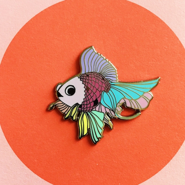 Pastel Rainbow Goldfish Enamel Pin,  Mermaid pin, Lapel Pin, Hat Pin