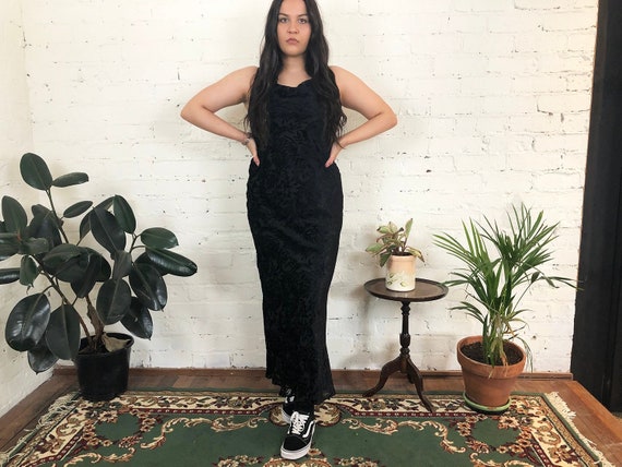 cowl velvet slip dress
