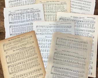 50 Vintage Hymnal Pages Bundle