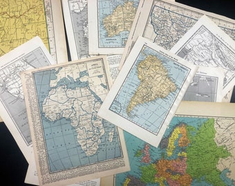 Bundle of Vintage Maps.  Map pages for journals, scrapbooking, crafting, and display.