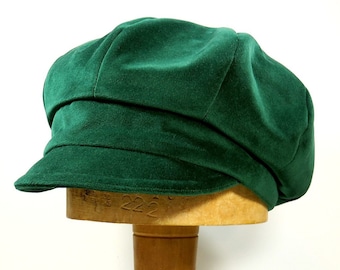 Newsboy cap slouchy emerald green velvet cap