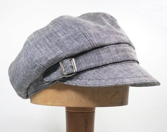 Newsboy cap slouchy grey Luxemburg linen adjustable