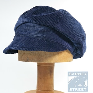 Newsboy cap slouchy navy blue cotton corduroy adjustable size image 2