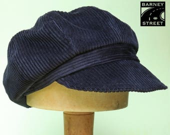 Newsboy cap slouchy black corduroy cap boho adjustable size