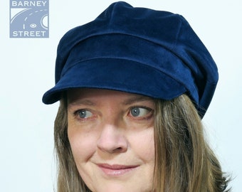 Newsboy cap slouchy dark blue velvet
