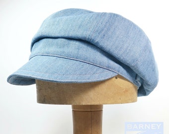 Slouchy newsboy cap chambray light denim adjustable size