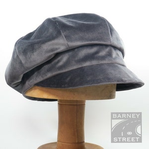 Newsboy cap slouchy mid grey velvet winter cap