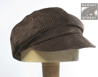 Newsboy cap slouchy dark brown chocolate corduroy adjustable size