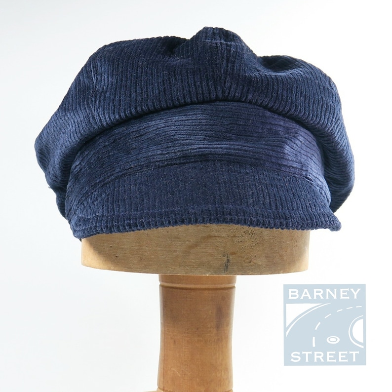 Newsboy cap slouchy navy blue cotton corduroy adjustable size image 3
