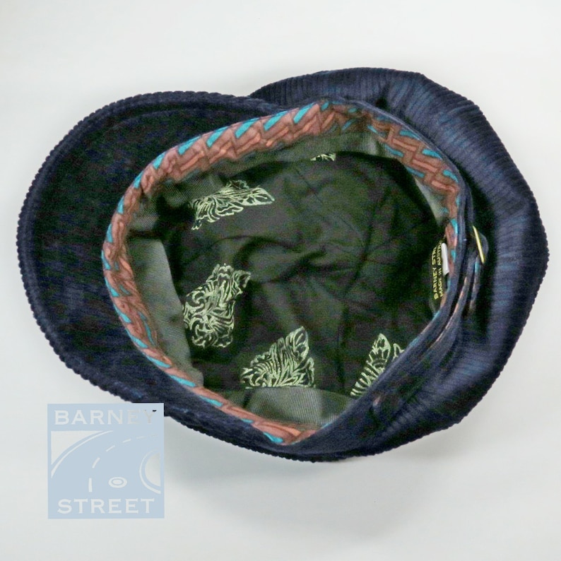 Newsboy cap slouchy navy blue cotton corduroy adjustable size image 9
