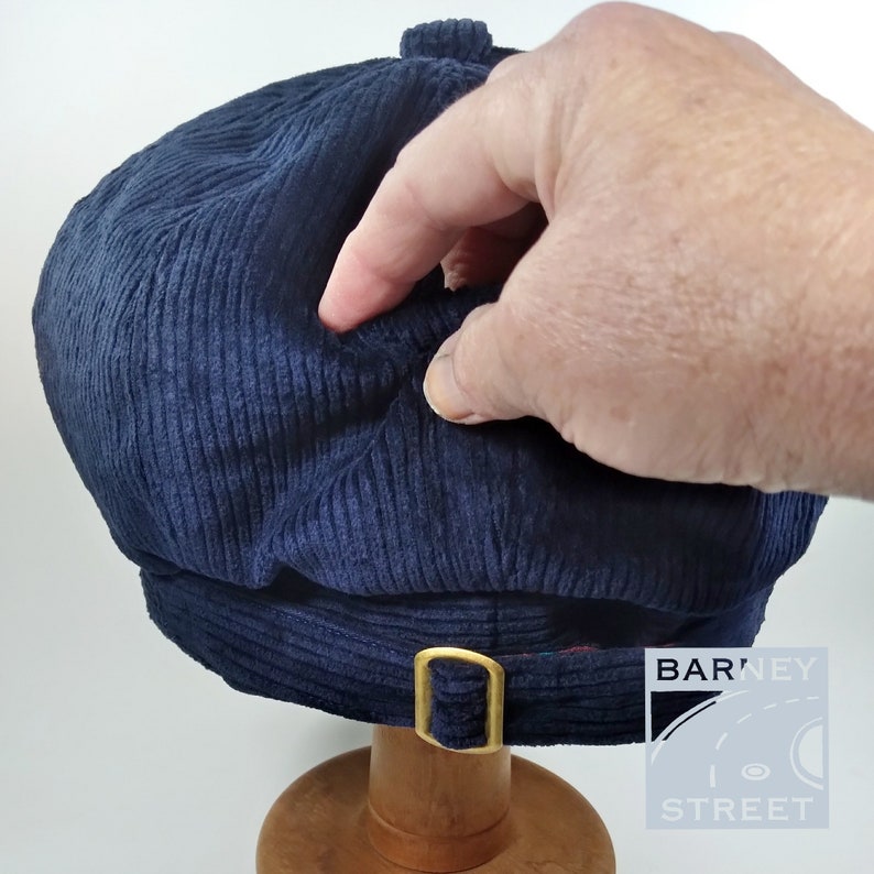 Newsboy cap slouchy navy blue cotton corduroy adjustable size image 8