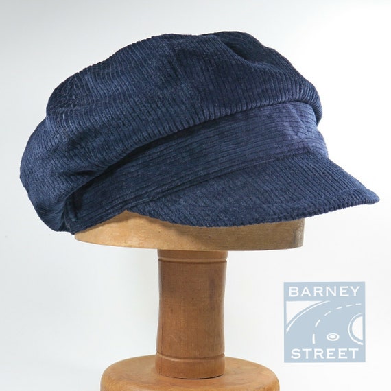 Newsboy cap slouchy navy corduroy cap boho adjustable size