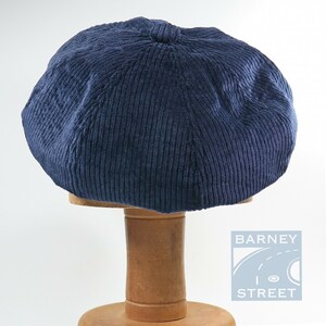Newsboy cap slouchy navy blue cotton corduroy adjustable size image 5
