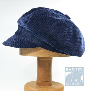 Newsboy cap slouchy navy blue cotton corduroy adjustable size image 7